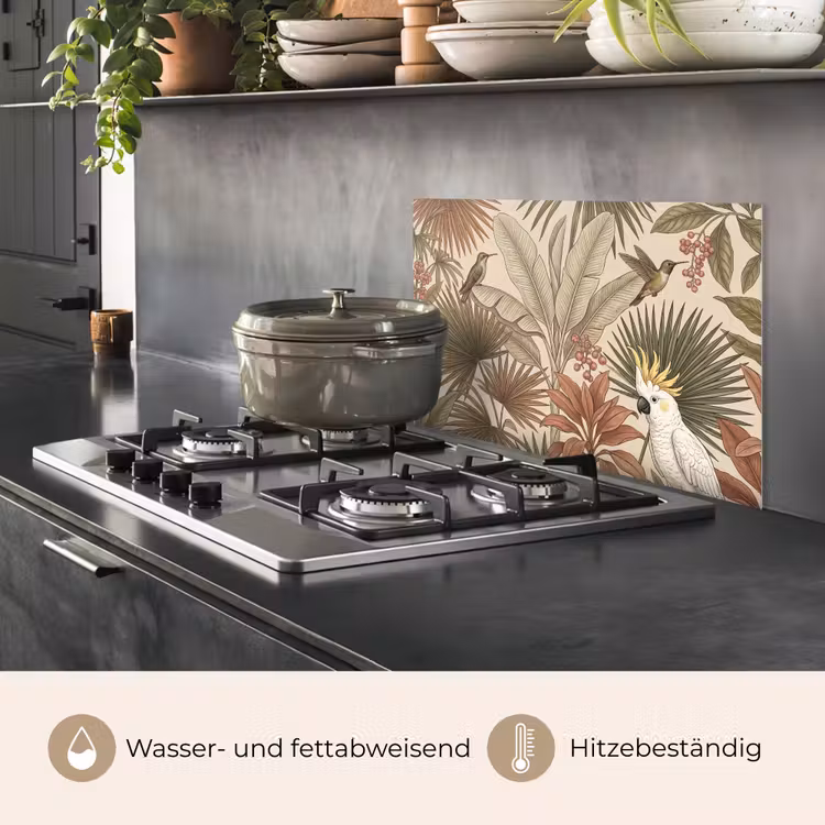 Tropisch - Vogels - Beige keuken achterwand spatscherm klein -usp_DE