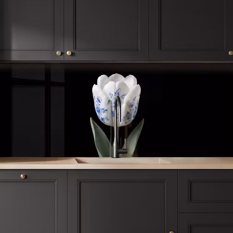 Tulp - Patroon - Blauw keuken achterwand 2 middel -sfeer1