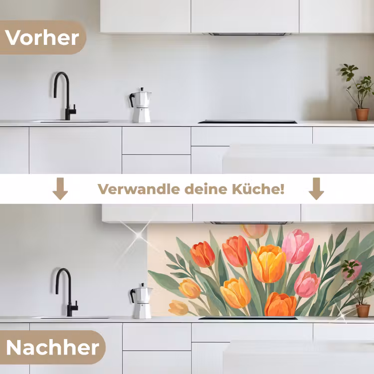 Tulpen - Abstract - Kleurrijk keuken achterwand 2 middel -voor-na_DE