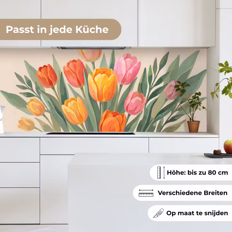 Tulpen - Abstract - Kleurrijk keuken achterwand 2 middel -sfeer4_DE