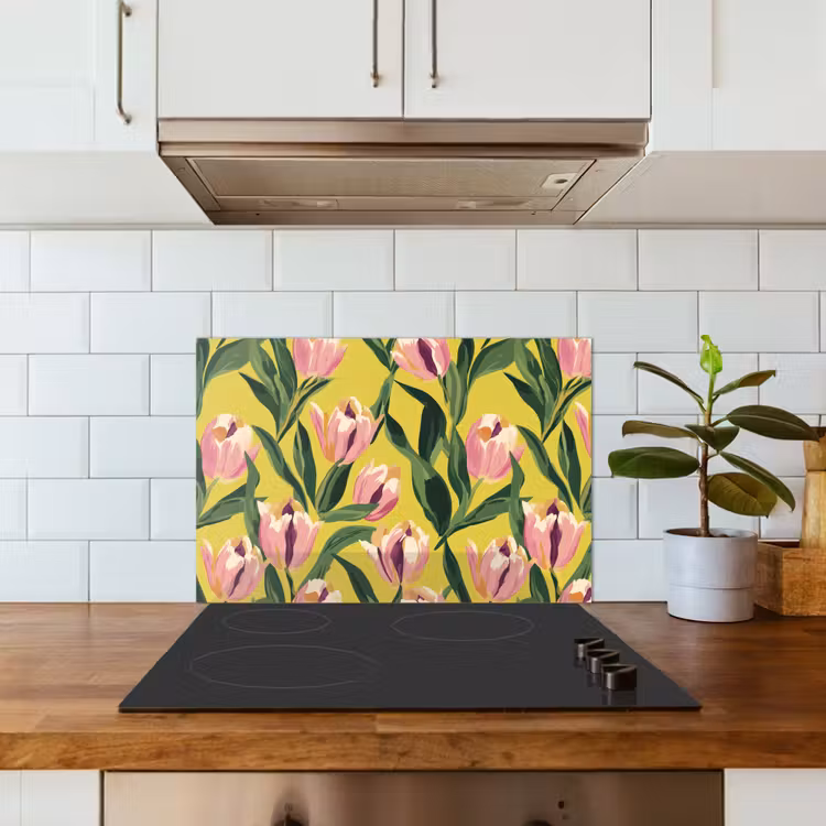 Tulpen - Botanisch - Geel keuken achterwand spatscherm klein 900 -sfeer2