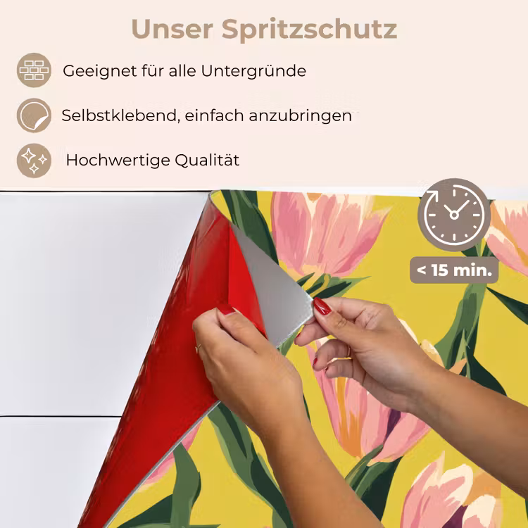 Tulpen - Botanisch - Geel keuken achterwand spatscherm klein 900 -spatscherm_DE