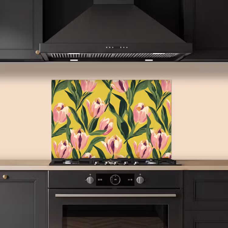 Tulpen - Botanisch - Geel keuken achterwand spatscherm klein 900 -sfeer1