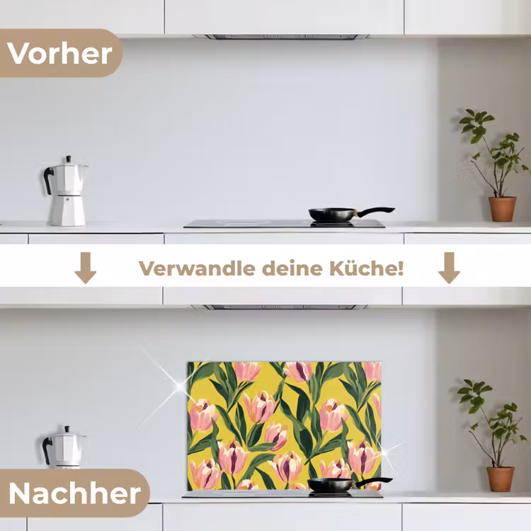 Tulpen - Botanisch - Geel keuken achterwand spatscherm klein 900 -voor_na_DE