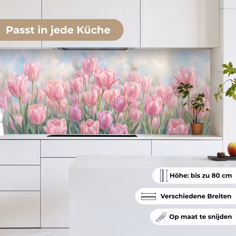 Tulpen - Veld - Lente - Roze keuken achterwand 2 middel -sfeer4_DE