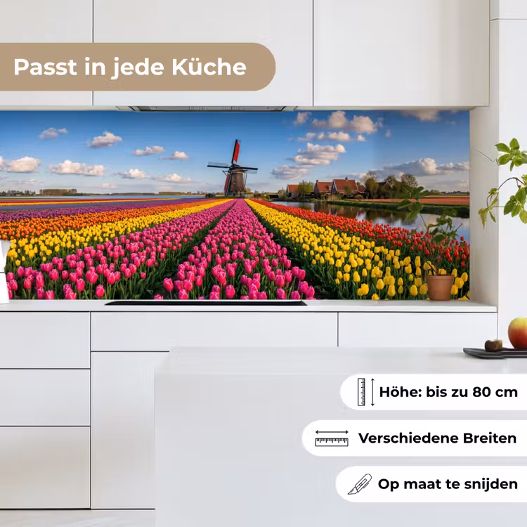 Tulpen - Holland - Molen - Kleurrijk keuken achterwand 2 middel -sfeer4_DE