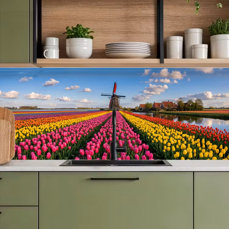 Tulpen - Holland - Molen - Kleurrijk keuken achterwand 2 middel -sfeer3