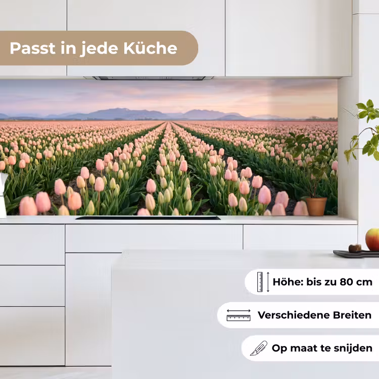 Tulpen - Landschap - Roze keuken achterwand 2 middel -sfeer4_DE