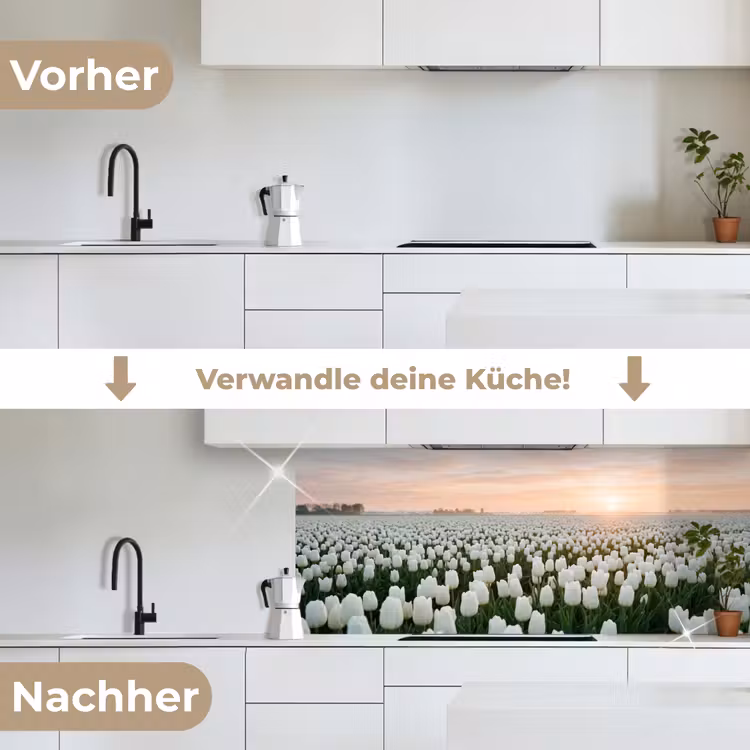 Tulpen - Landschap - Wit keuken achterwand 2 middel -voor-na_DE