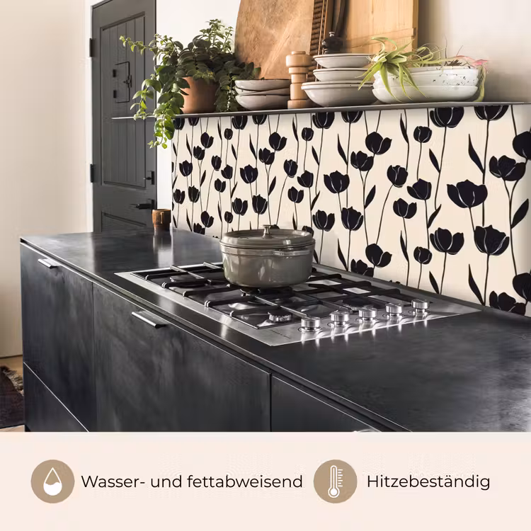 Tulpen - Patroon - Zwart keuken achterwand 2 middel 871 -usp_DE