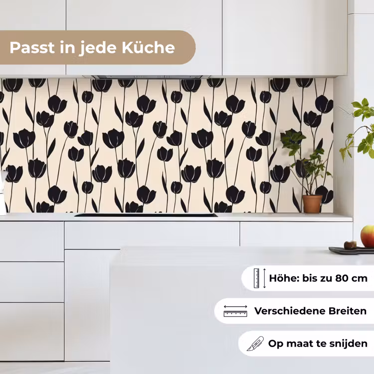 Tulpen - Patroon - Zwart keuken achterwand 2 middel 871 -sfeer4_DE