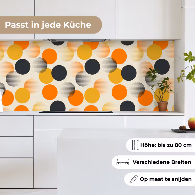 Polkadot - Design - Retro - Oranje keuken achterwand 2 middel 871 -sfeer4_DE