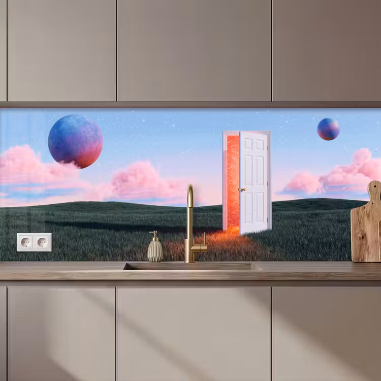 Küchenrückwand - Tür – Fantasie – Raum - Deur - Fantasie - Ruimte keuken achterwand 2 middel zz_3dshopping