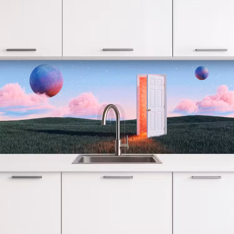 Küchenrückwand - Tür – Fantasie – Raum - Deur - Fantasie - Ruimte keuken achterwand 2 middel