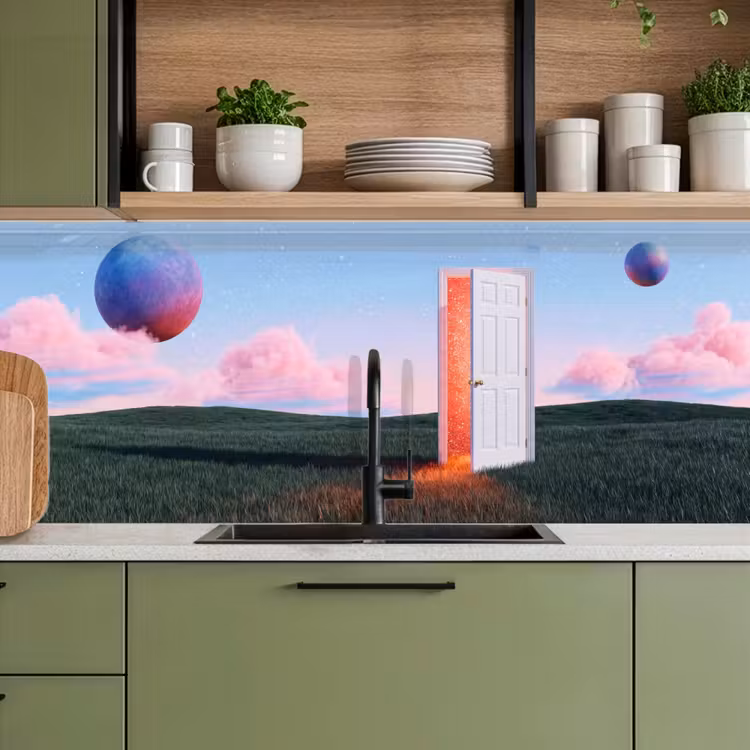 Küchenrückwand - Tür – Fantasie – Raum - Deur - Fantasie - Ruimte keuken achterwand 2 middel