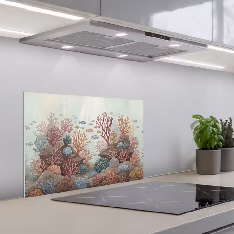 Onderwater - Koraal - Vis - Natuur keuken achterwand spatscherm klein -3d_schuin