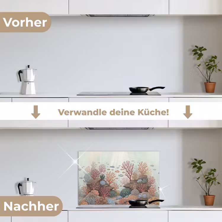 Onderwater - Koraal - Vis - Natuur keuken achterwand spatscherm klein -voor_na_DE