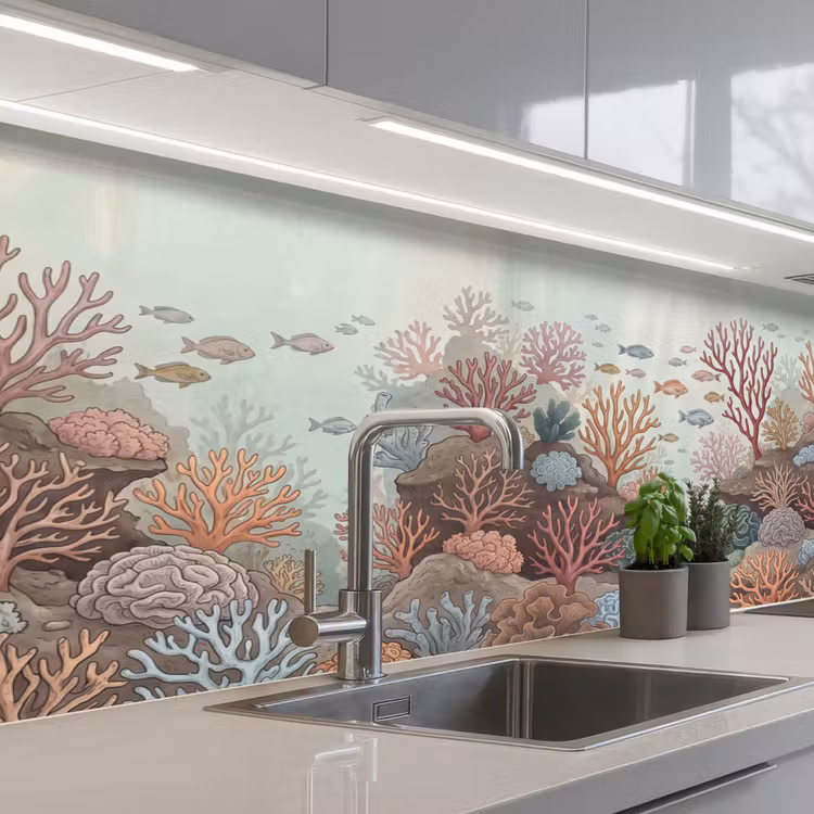 Onderwater - Koraal - Vis - Natuur keuken achterwand 2 middel -3d_schuin