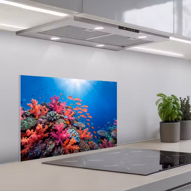 Onderwater - Koraalrif - Vissen - Oceaan - Natuur keuken achterwand spatscherm klein -3d_schuin