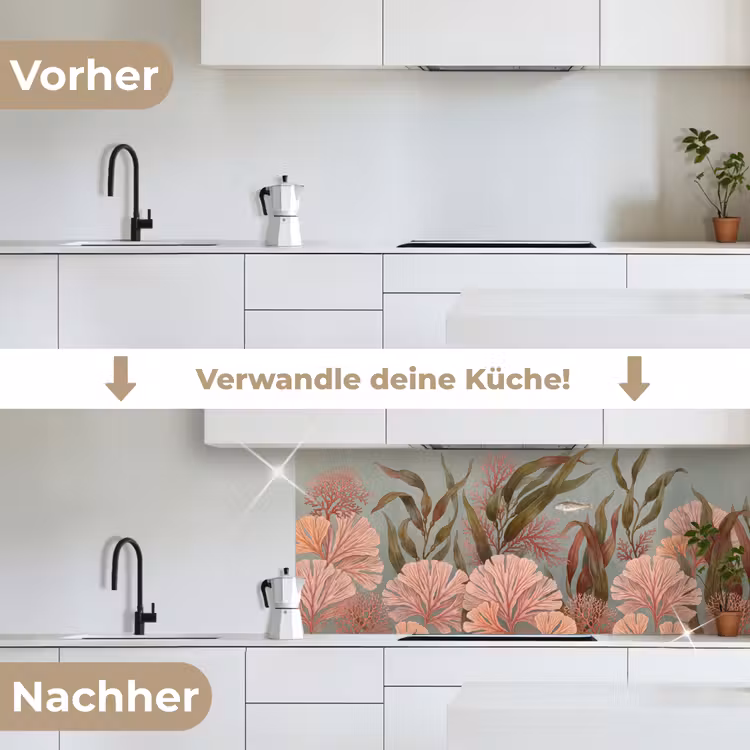 Onderwater - Planten - Vis - Vintage - Groen keuken achterwand 2 middel -voor-na_DE