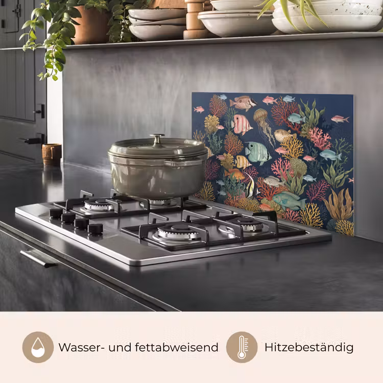Onderwaterwereld - Vissen - Koraal - Illustratie - Kleurrijk keuken achterwand spatscherm klein -usp_DE