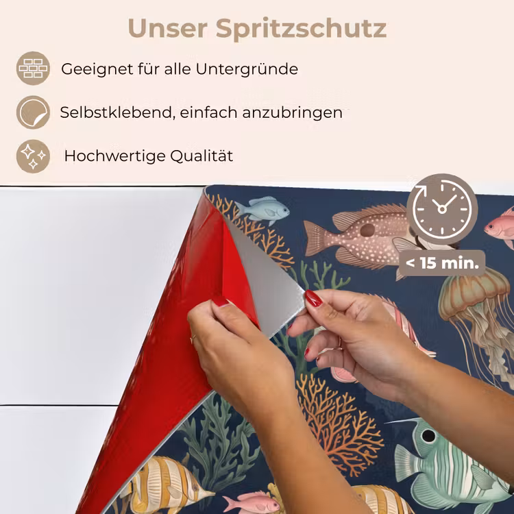 Onderwaterwereld - Vissen - Koraal - Illustratie - Kleurrijk keuken achterwand spatscherm klein -spatscherm_DE