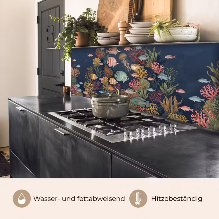 Onderwaterwereld - Vissen - Koraal - Illustratie - Kleurrijk keuken achterwand 2 middel -usp_DE