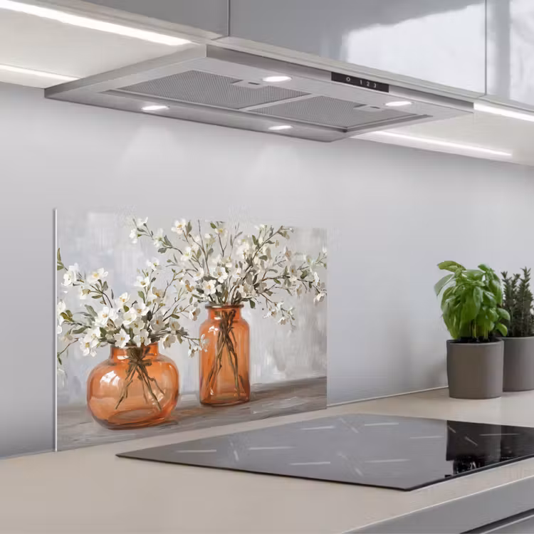 Vazen - Bloemen - Oranje keuken achterwand spatscherm klein -3d_schuin