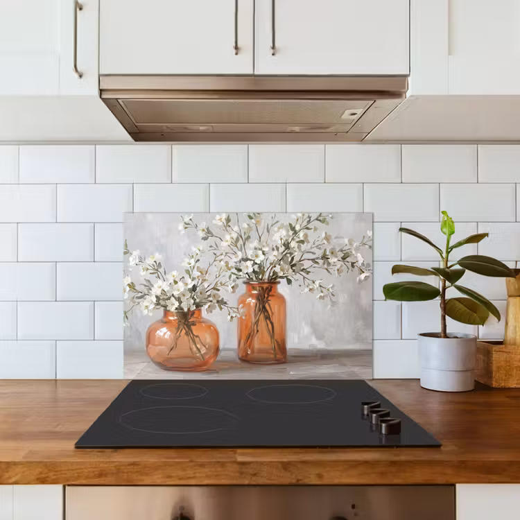 Vazen - Bloemen - Oranje keuken achterwand spatscherm klein -sfeer2