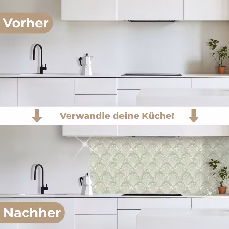 Waaiers - Patroon - Groen keuken achterwand 2 middel 871 -voor-na_DE