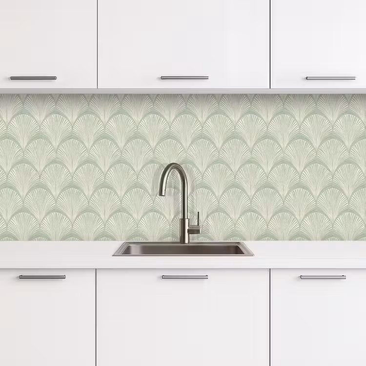 Waaiers - Patroon - Groen keuken achterwand 2 middel 871 -3d