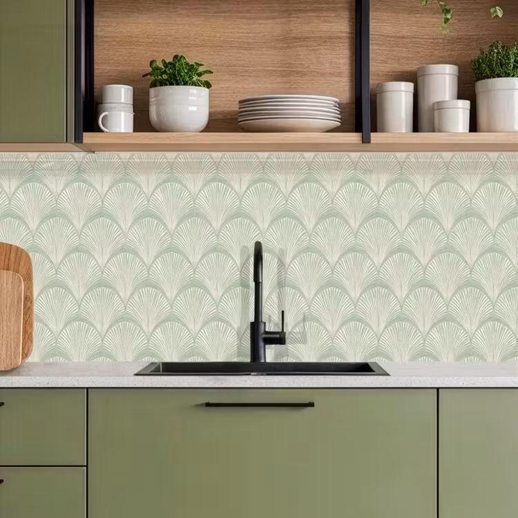Waaiers - Patroon - Groen keuken achterwand 2 middel 871 -sfeer3