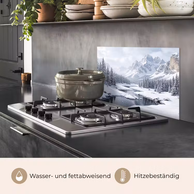 Sneeuwlandschap - Bergen - Rivier - Winter keuken achterwand spatscherm klein -usp_DE