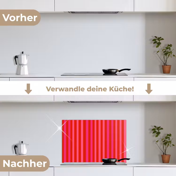 Verticaal - Strepen - Roze keuken achterwand spatscherm klein 900 -voor_na_DE
