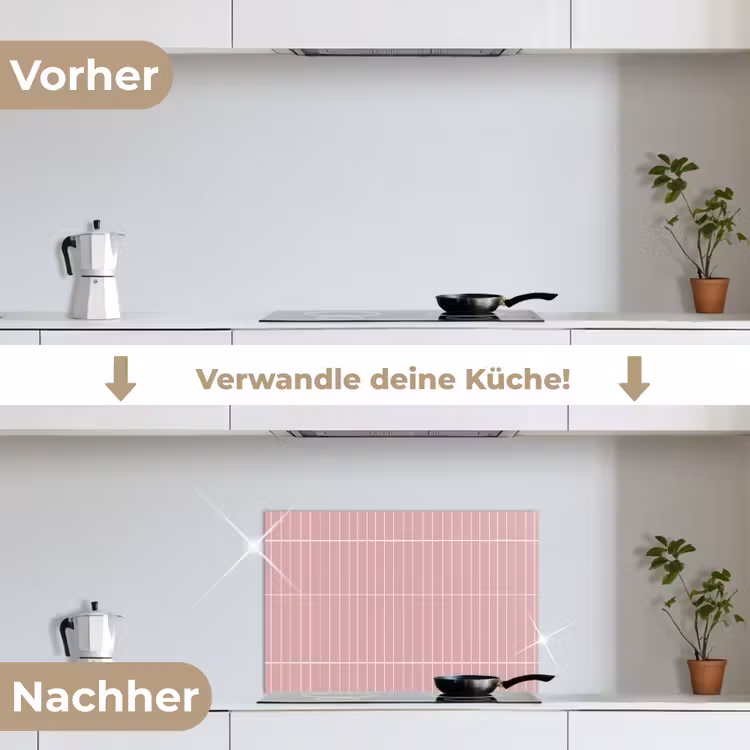 Verticaal - Wandtegel - Lichtroze keuken achterwand spatscherm klein 900 -voor_na_DE