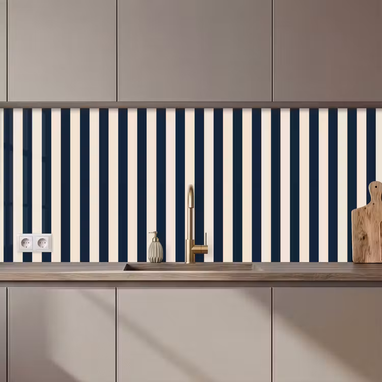 Verticale strepen - Blauw - Crème keuken achterwand 2 middel 871 zz_3dshopping