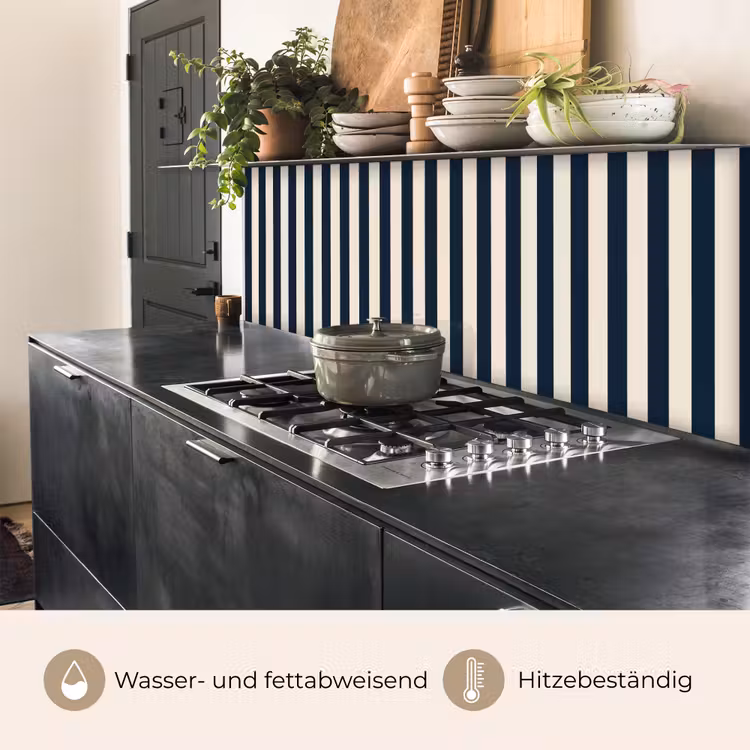 Verticale strepen - Blauw - Crème keuken achterwand 2 middel 871 -usp_DE