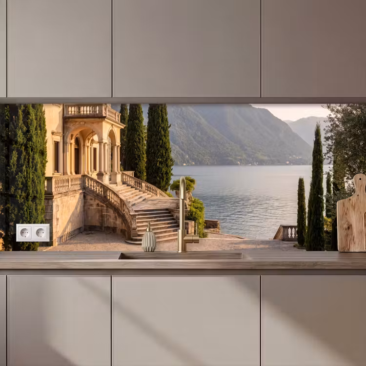 Küchenrückwand - Villa – Wasser – Treppen - Villa - water -trappen keuken achterwand 2 middel zz_3dshopping