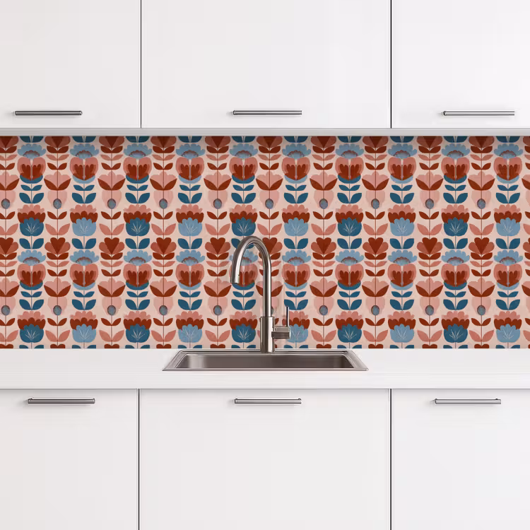 Vintage - Motief - Kleurrijk keuken achterwand 2 middel 871 -3d
