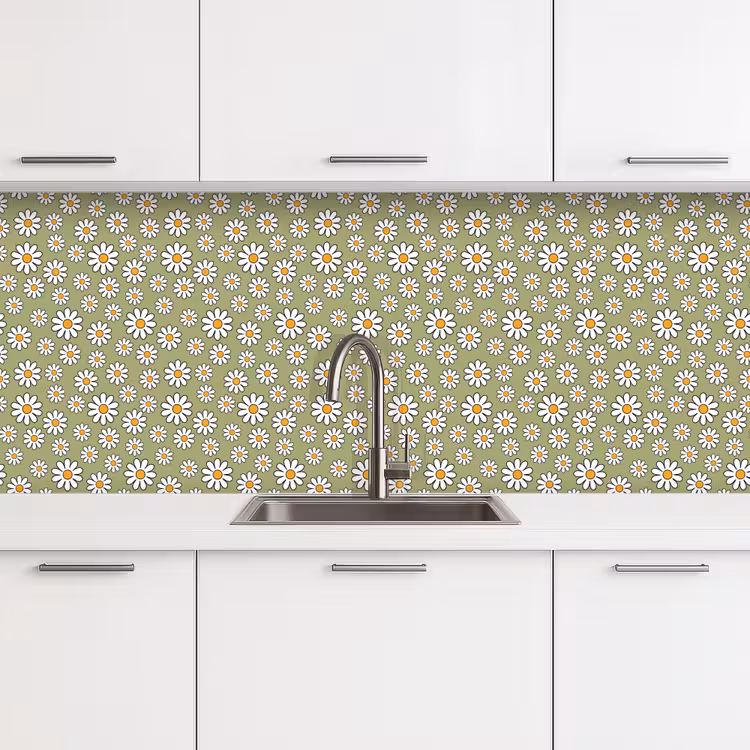 Vintage - Patronen - Bloemen - Madelief keuken achterwand 2 middel 871 -3d