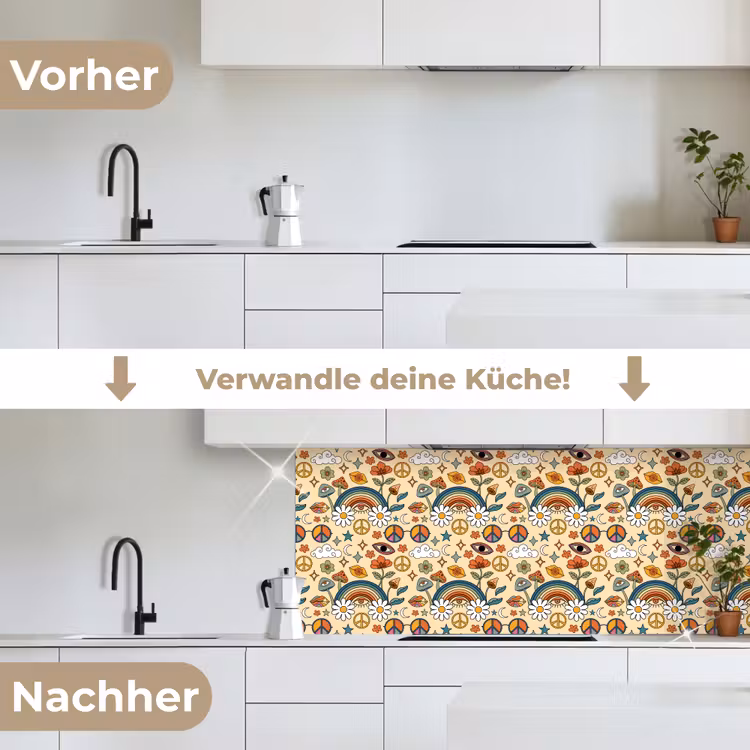 Vintage - Patronen - Zomer keuken achterwand 2 middel 871 -voor-na_DE