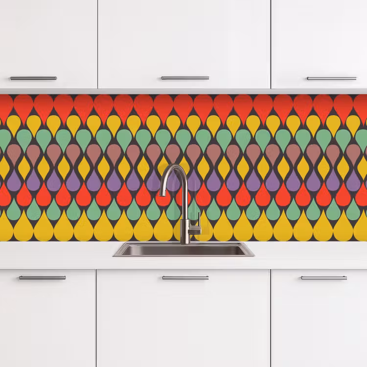 Vintage - Retro - Kleuren - Patronen keuken achterwand 2 middel 871 -3d