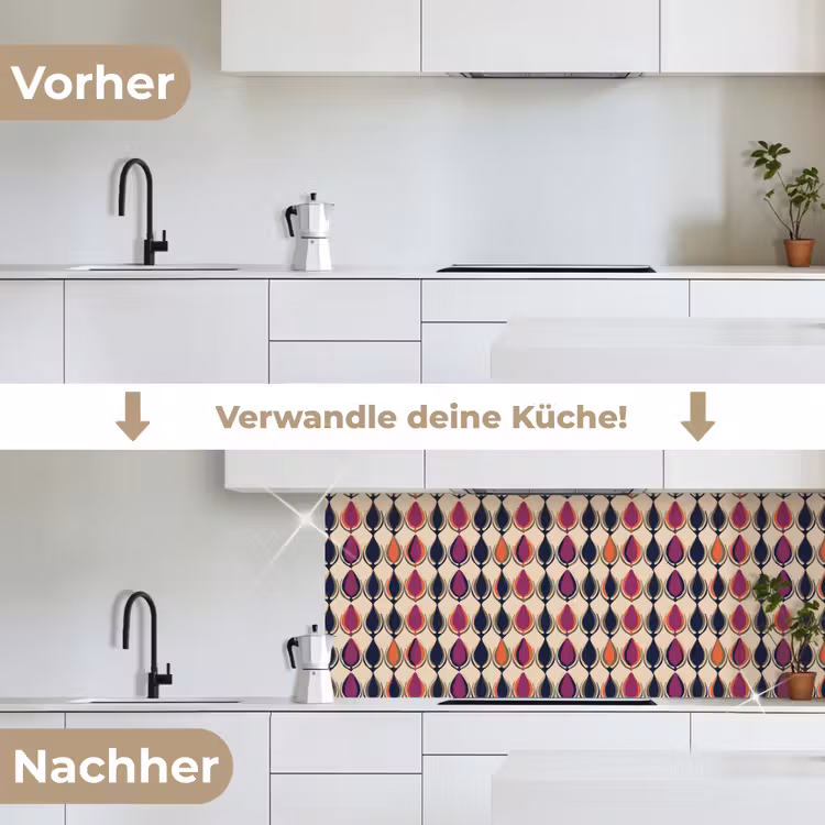 Vintage - Retro - Kleurrijk keuken achterwand 2 middel 871 -voor-na_DE