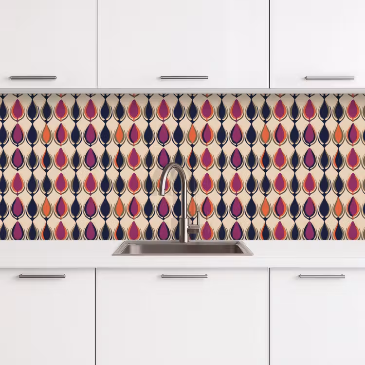 Vintage - Retro - Kleurrijk keuken achterwand 2 middel 871 -3d