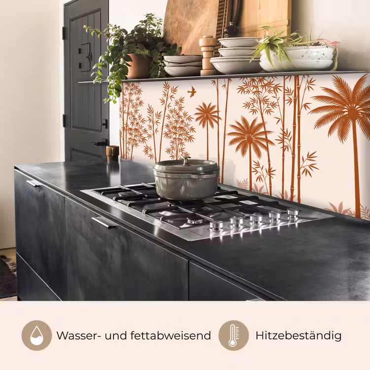 Vogel - Boom - Tropisch - Minimalistisch - Bruin keuken achterwand 2 middel -usp_DE