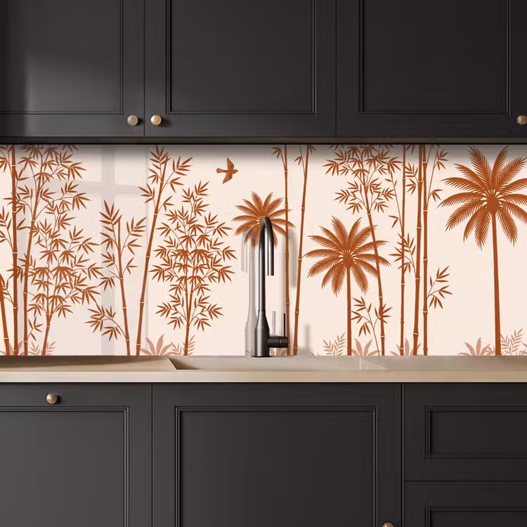 Vogel - Boom - Tropisch - Minimalistisch - Bruin keuken achterwand 2 middel -sfeer1
