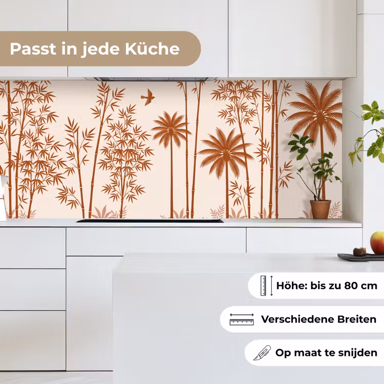 Vogel - Boom - Tropisch - Minimalistisch - Bruin keuken achterwand 2 middel -sfeer4_DE