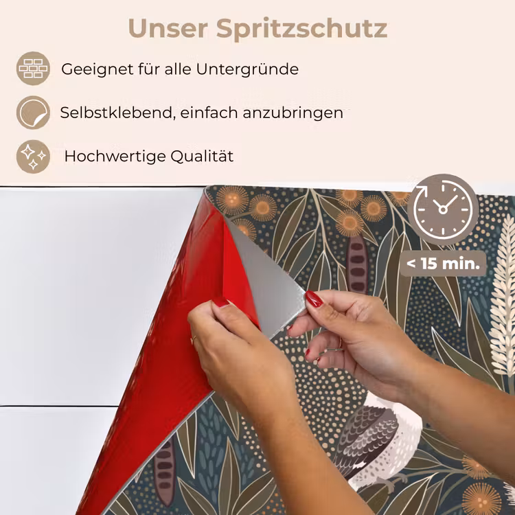 Vogel - Bladeren - Natuur - Illustratie - Groen keuken achterwand spatscherm klein -spatscherm_DE