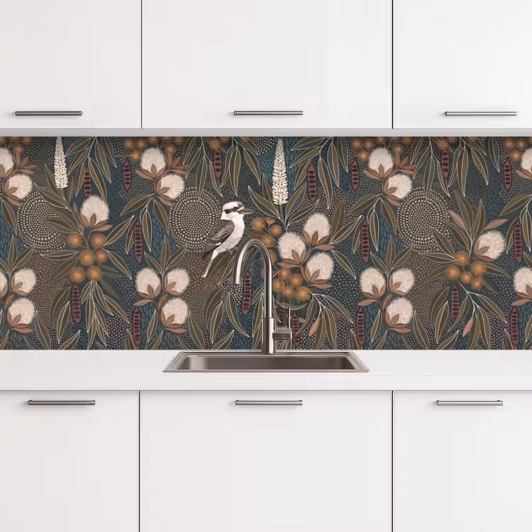 Vogel - Bladeren - Natuur - Illustratie - Groen keuken achterwand 2 middel -3d