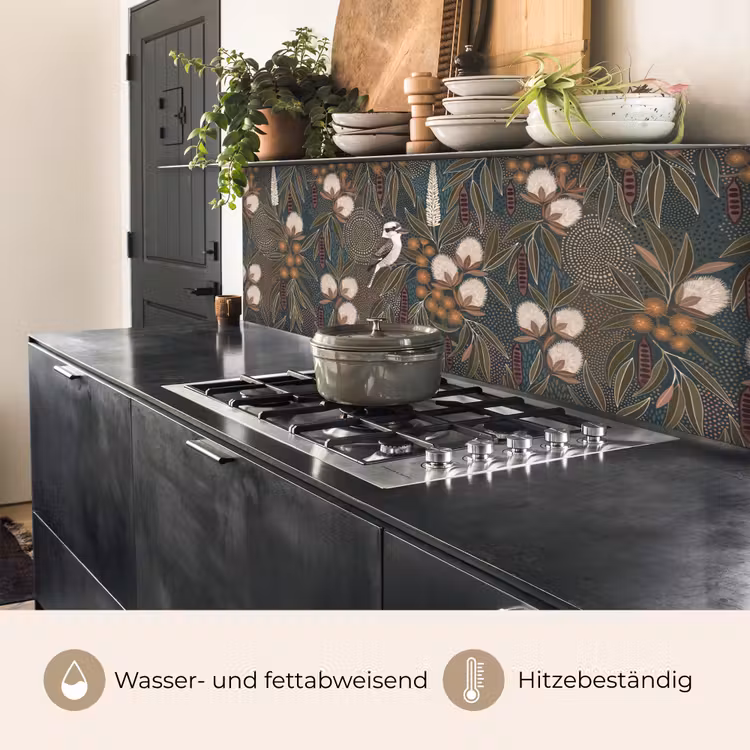 Vogel - Bladeren - Natuur - Illustratie - Groen keuken achterwand 2 middel -usp_DE